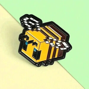 Minecraft bee enamel collectors brooch pin women's bag purse charm cute girls